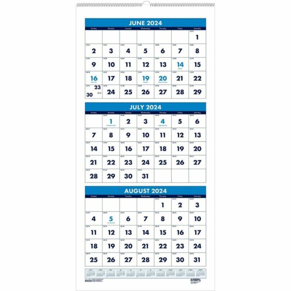 House of Doolittle Three-month Vertical Academic Wall Calendar