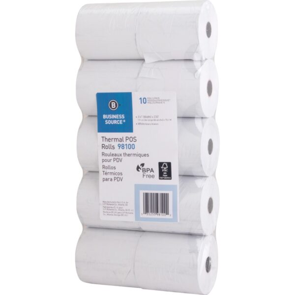 Business Source 3-1/8"x230' POS Receipt Thermal Rolls - Image 2