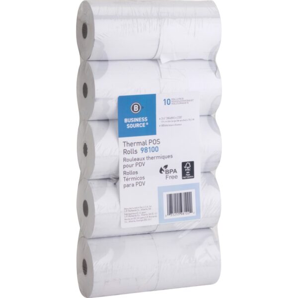 Business Source 3-1/8"x230' POS Receipt Thermal Rolls - Image 3