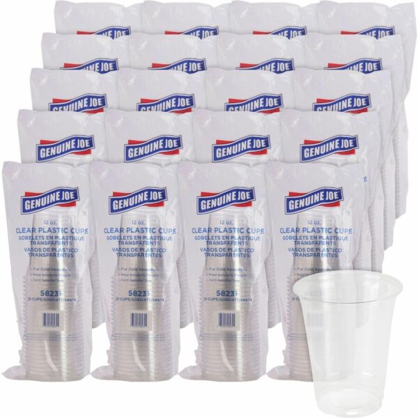 Genuine Joe 12 oz Clear Plastic Cups