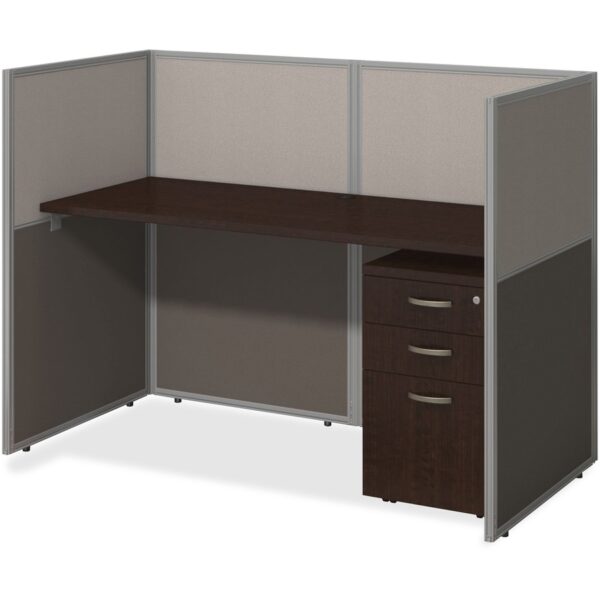 Bush Business Furniture Easy Office 60W Stght Desk Closed Office w/3 Drawer Pedestal