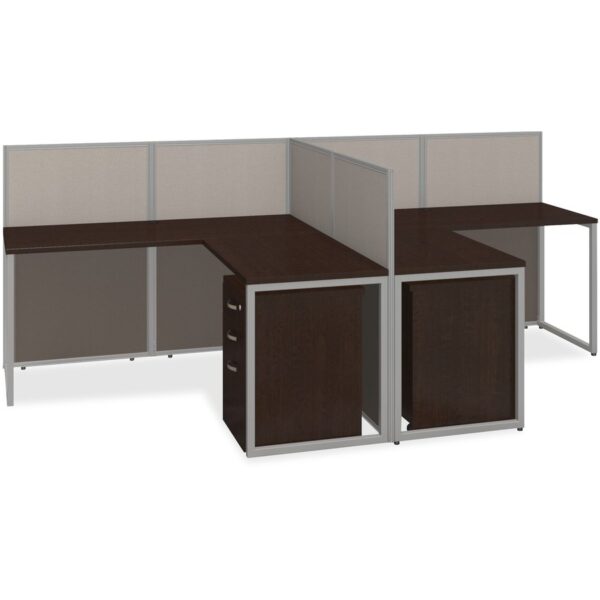 Bush Business Furniture Easy Office 60W 2 Person L Desk Open Office with Two 3 Drawer Mobile Pedestals