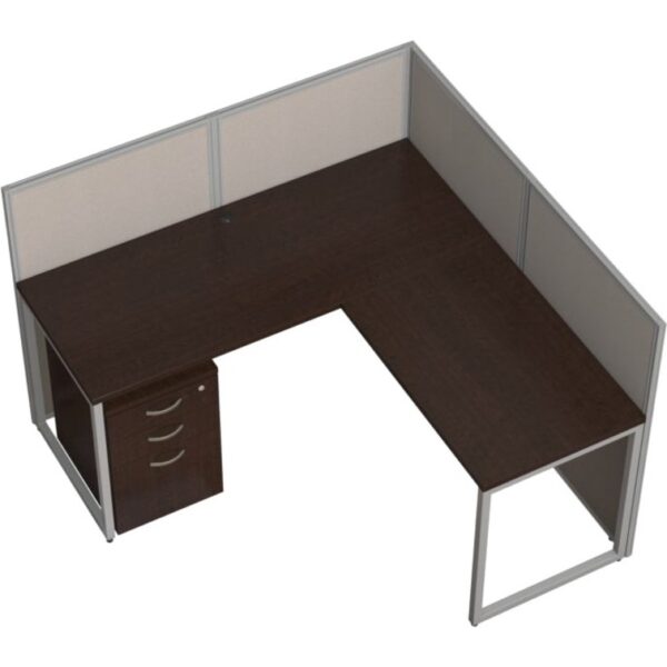 Bush Business Furniture Easy Office 60W L Desk Open Office with 3 Drawer Mobile Pedestal - Image 2