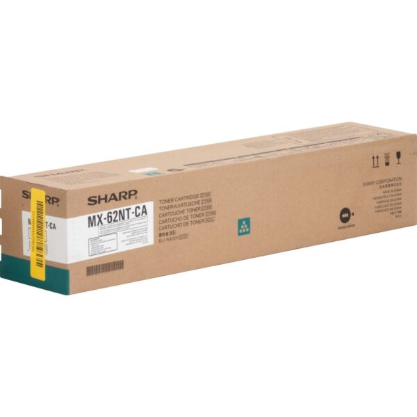 Sharp MX62NTCA Original High Yield Laser Toner Cartridge - Cyan - 1 Each