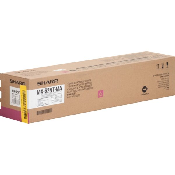 Sharp MX62NTMA Original High Yield Laser Toner Cartridge - Magenta - 1 Each