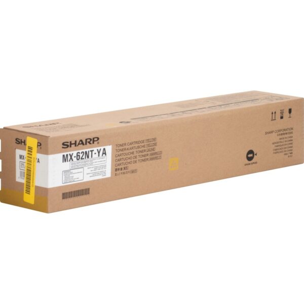 Sharp MX62NTYA Original High Yield Laser Toner Cartridge - Yellow - 1 Each