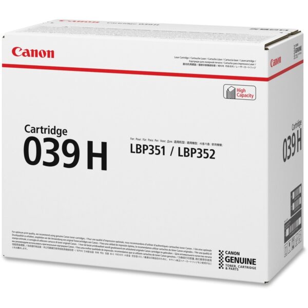 Canon 039H Original High Yield Laser Toner Cartridge - Black - 1 Each