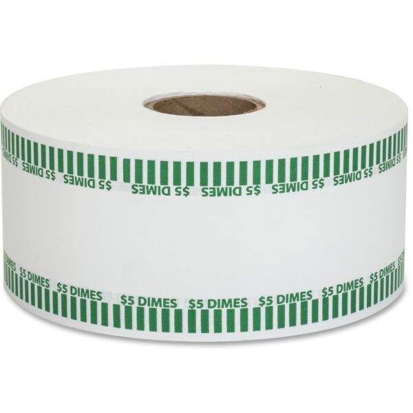 A roll of paper with green stripes on it.