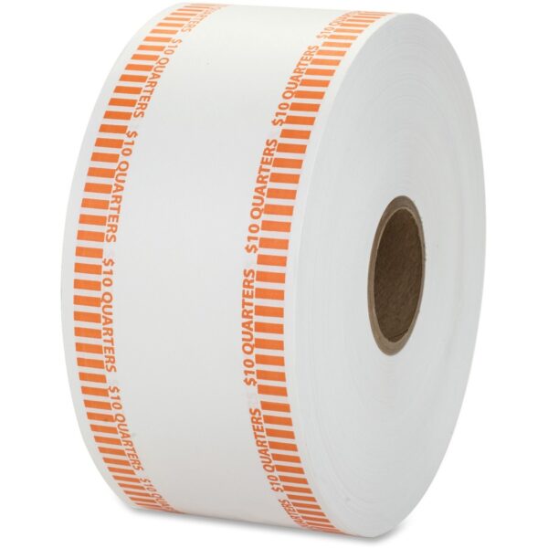 A roll of toilet paper with orange stripes.