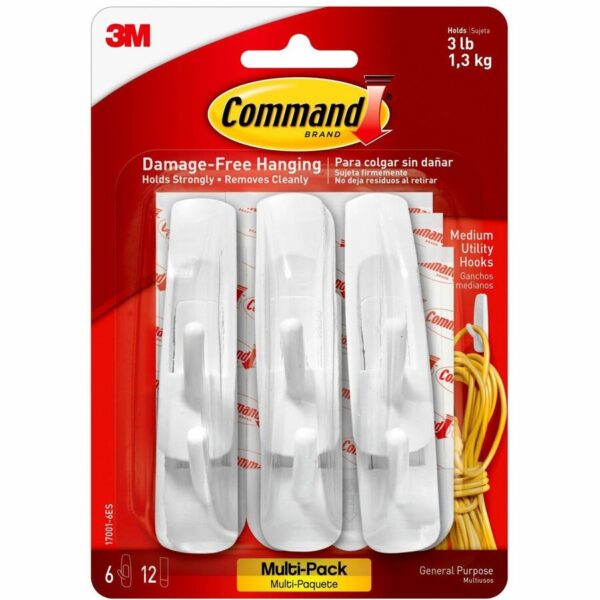 Command Medium Utility Hooks with Adhesive Strips