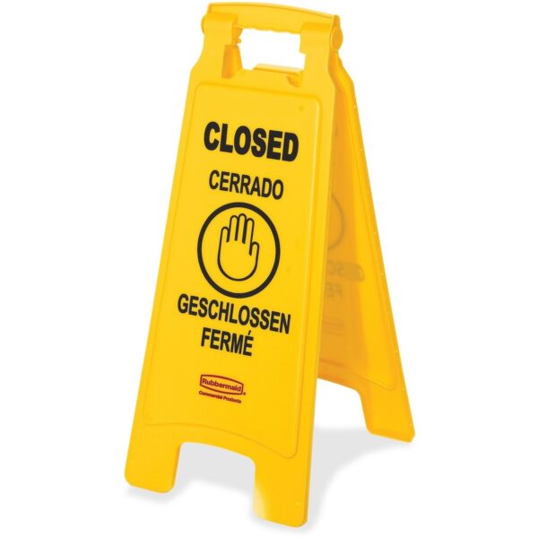 Rubbermaid Commercial Closed Multi-Lingual Floor Sign