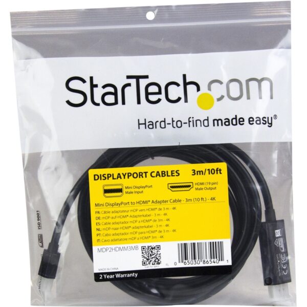 StarTech.com Mini DisplayPort to HDMI Adapter Cable - 3 m (10 ft.) - 4K 30Hz - Image 6