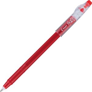 A red pen with a white tip and a black eraser.