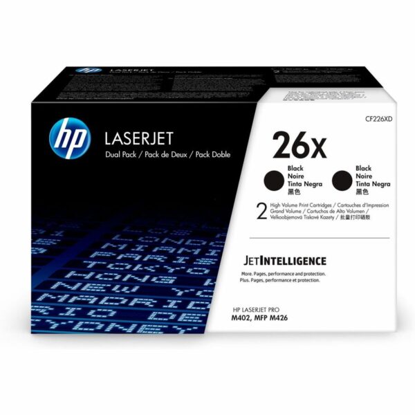 HP 26X (CF226XD) Original High Yield Laser Toner Cartridge - Black - 2 / Carton