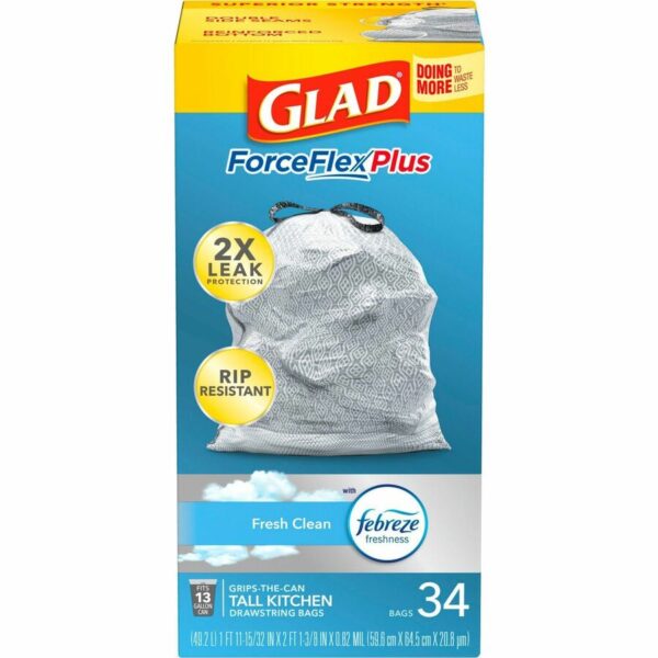 Glad ForceFlexPlus Tall Kitchen Drawstring Trash Bags