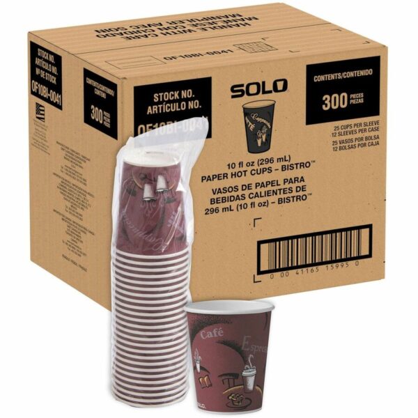 Solo 10 oz Bistro Design Hot Cups