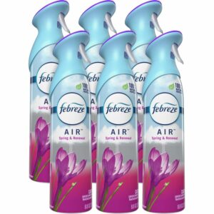 A group of 8 bottles of febreze air freshener.