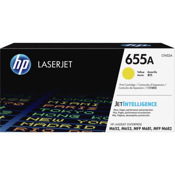 HP 655A (CF452A) Original Laser Toner Cartridge - Yellow - 1 Each