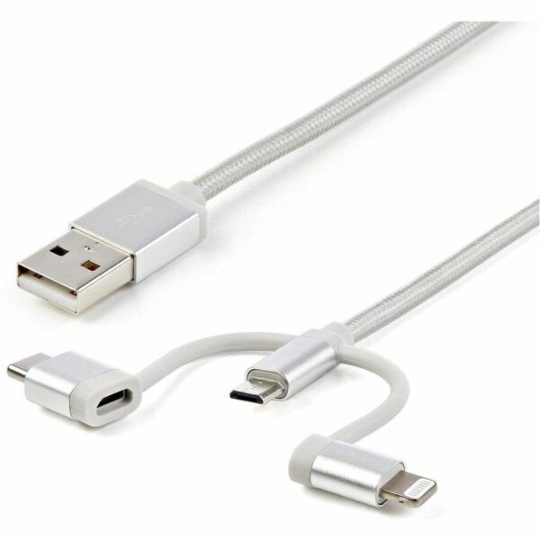 StarTech.com USB Multi-Charger Cable - Lightning, USB-C, Micro-B - Braided - 1 m (3 ft.)