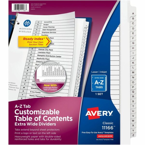 Avery Extra Wide A-Z Tabs Ready Index Dividers