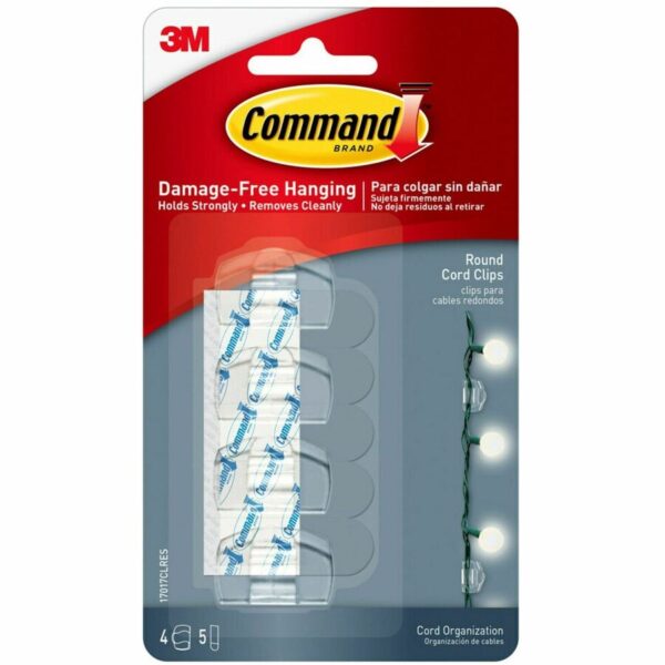 Command Round Cord Clips with Clear Strips