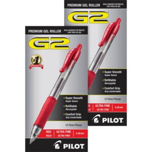 Two packages of pilot g 2 gel pens in red.