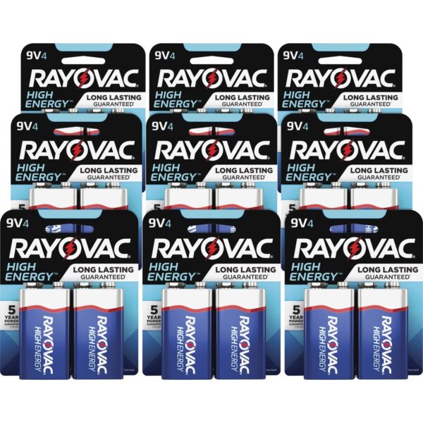 Rayovac High-Energy Alkaline 9-Volt Battery 4-Packs