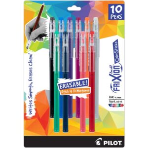 A package of 1 0 pilot frixion pens in assorted colors.