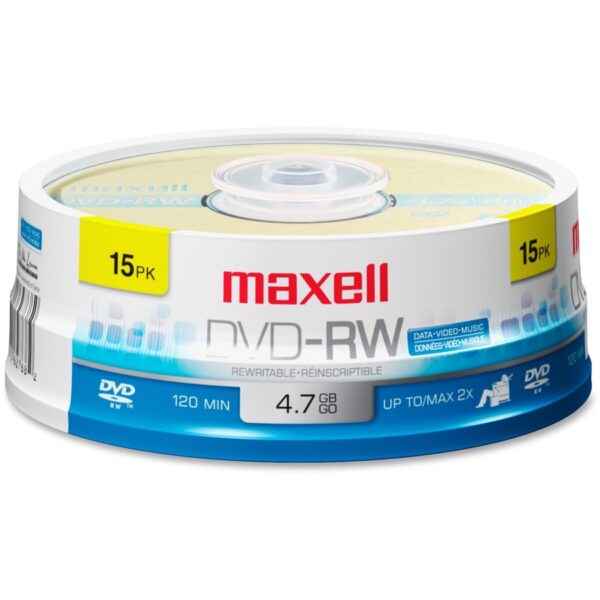 Maxell DVD Rewritable Media - DVD-RW - 2x - 4.70 GB - 15 Pack Spindle