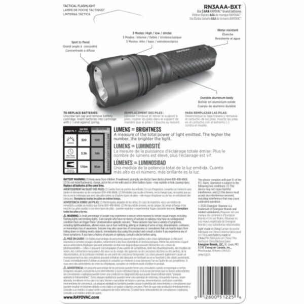 Rayovac RoughNeck 3AAA LED Tactical Flashlight - Image 2