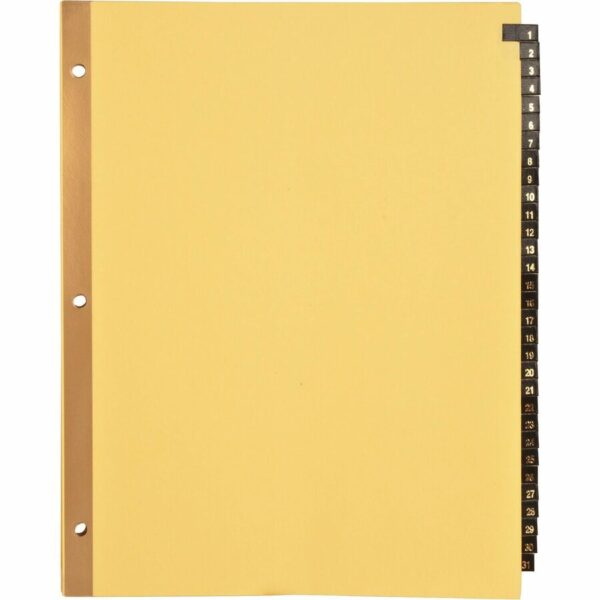 Business Source 1-31 Black Leather Tab Index Dividers - Image 3