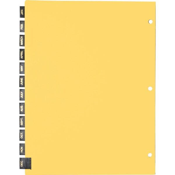 Business Source Monthly Black Leather Tab Index Dividers - Image 2