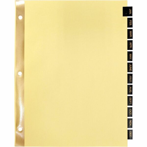 Business Source Monthly Black Leather Tab Index Dividers