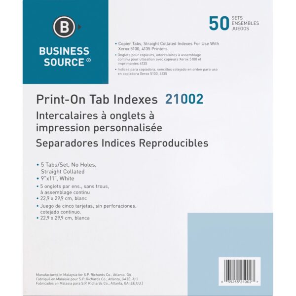 Business Source Straight Collated Print-on Tab Divider - Image 2