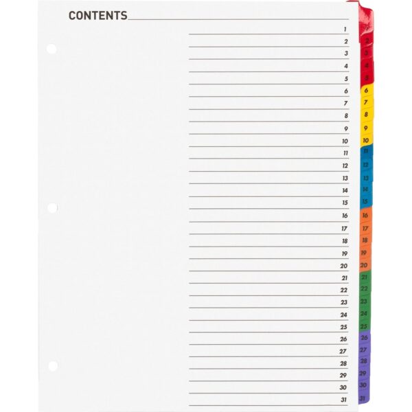 Business Source Table of Content Quick Index Dividers