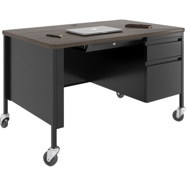 Lorell Fortress Series 48" Mobile Right-Pedestal Teachers Desk - Image 2