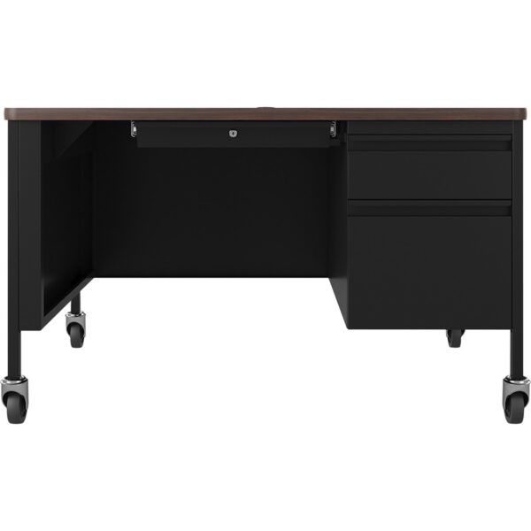 Lorell Fortress Series 48" Mobile Right-Pedestal Teachers Desk - Image 3