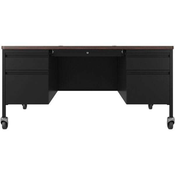 Lorell Fortress Series Mobile Double-Pedestal Teachers Desk - Image 2