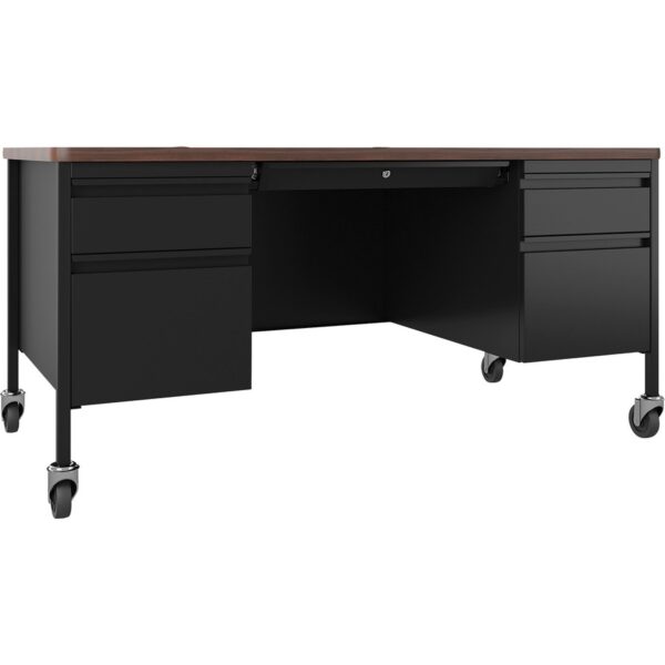 Lorell Fortress Series Mobile Double-Pedestal Teachers Desk