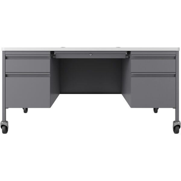 Lorell Fortress Series Mobile Double-Pedestal Teachers Desk - Image 2