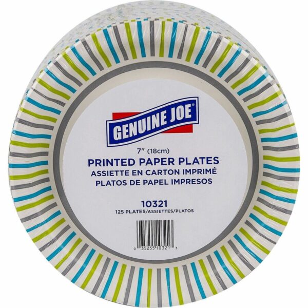 Genuine Joe 7" Printed Paper Plates - Image 3