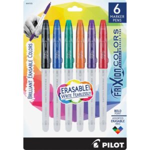 A set of six erasable markers in different colors.