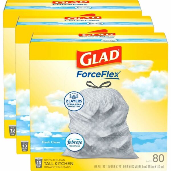 Glad ForceFlex Tall Kitchen Drawstring Trash Bags