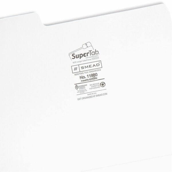 Smead SuperTab 1/3 Tab Cut Letter Recycled Top Tab File Folder - Image 3