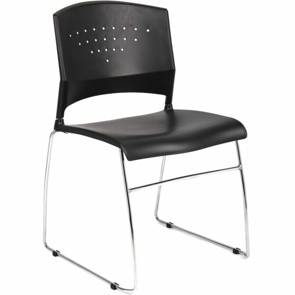 Boss Black Stack Chair With Chrome Frame, 1Pc Pack