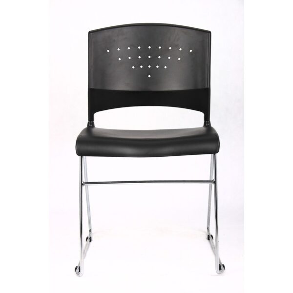 Boss Black Stack Chair With Chrome Frame 2 Pcs Pack - Image 4