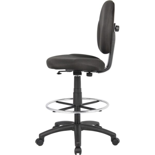 Boss Stand Up Fabric Drafting Stool with Foot Rest, Black - Image 2