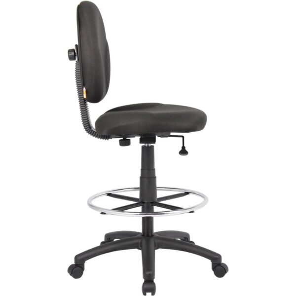 Boss Stand Up Fabric Drafting Stool with Foot Rest, Black - Image 3