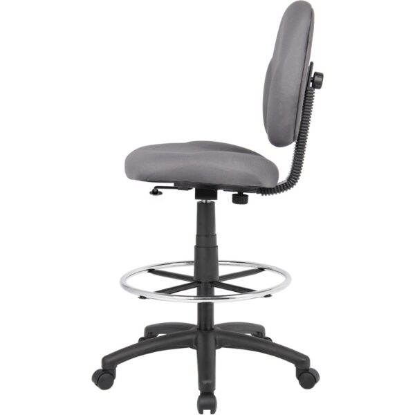 Boss Stand Up Fabric Drafting Stool with Foot Rest, Black - Image 2