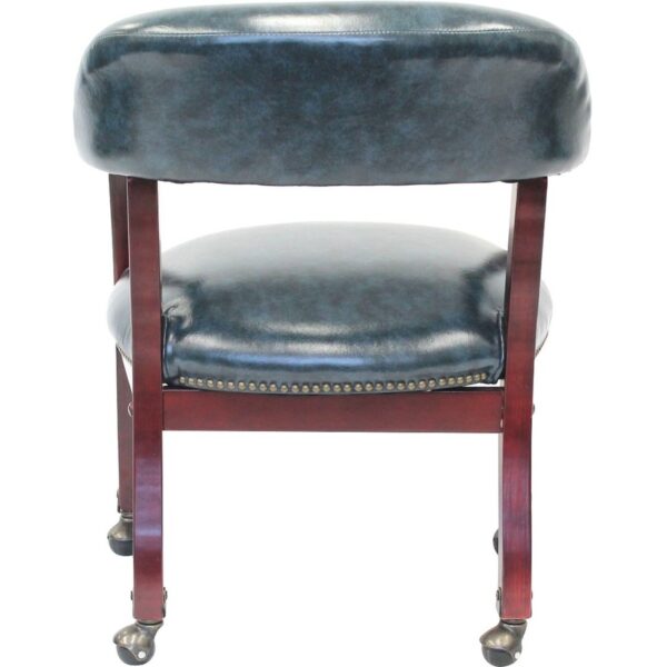 Boss Captain's Chair In Blue Vinyl with Casters - Image 4